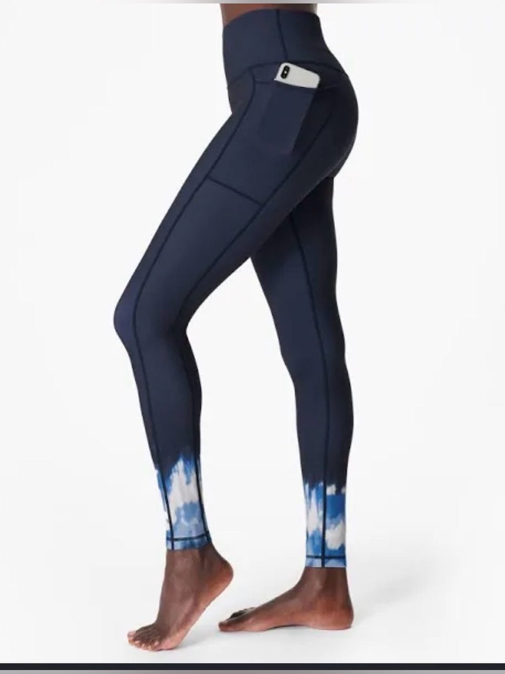 Sweaty Betty Navy Super Sculp 7/8 Leggings with Blue & White Tie-Dye High rise